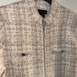 Adrienne Vittadini Teddy Jacket Women’s Large Sweater Cream and Beige Designer